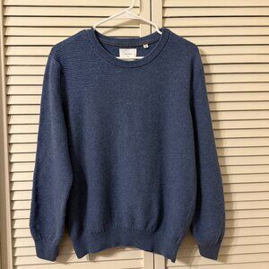 Billy Reid Blue Sweater Cotton Merino Wool Blend Women's XL check measurements